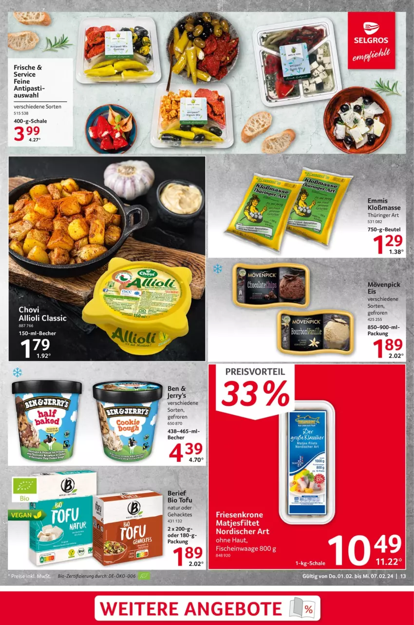 Aktueller Prospekt Selgros - Food - von 01.02 bis 07.02.2024 - strona 13 - produkty: allioli, antipasti, asti, Becher, beutel, bio, eis, natur, preisvorteil, reis, ring, Schal, Schale, Ti, Tofu