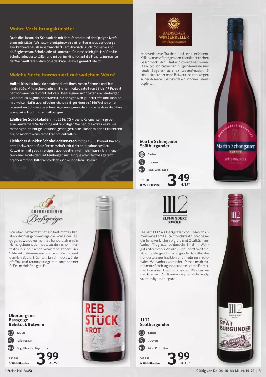 Aktueller Prospekt Selgros - Weine - von 06.10 bis 19.10.2022 - strona 3 - produkty: auer, Bad, Bau, beere, beeren, Berger, burgunder, cabernet, cabernet sauvignon, dornfelder, eis, Elan, elle, ente, finesse, flasche, frucht, früchte, früchten, Geflügel, grill, Heu, Holz, kakao, Käse, kirsch, kirsche, kirschen, kraft, mac, merl, merlot, milch, mit frucht, Mode, pasta, reis, rind, ring, rotwein, Rubin, rwe, sauvignon, schoko, schokolade, schokoladen, spätburgunder, Ti, tisch, trauben, vollmilch, wein, weine, Wild