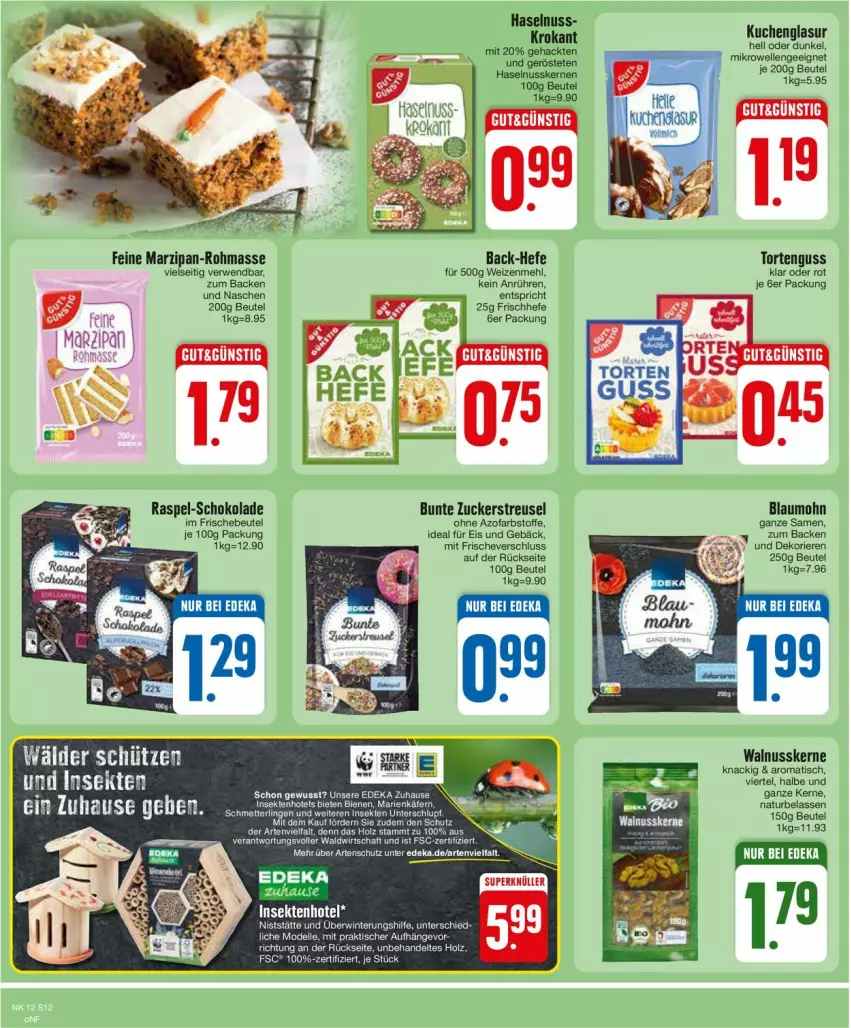 Aktueller Prospekt Edeka - Prospekte - von 18.03 bis 23.03.2024 - strona 14 - produkty: beutel, deka, eier, eis, elle, haselnuss, Hefe, Holz, kuchen, lack, marzipan, mehl, mikrowelle, nuss, rwe, schoko, schokolade, Schütze, Ti, torte, tortenguss, walnuss, walnusskerne, weizenmehl, zucker