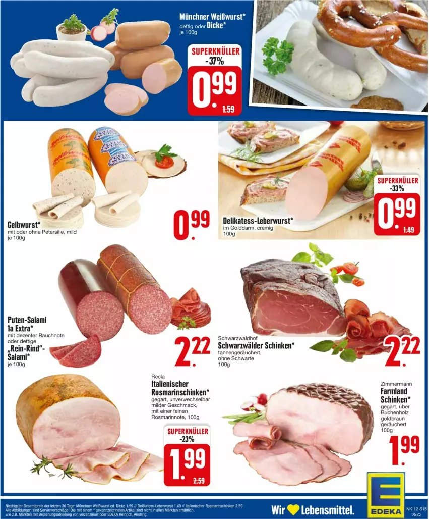 Aktueller Prospekt Edeka - Prospekte - von 18.03 bis 23.03.2024 - strona 17 - produkty: braun, buch, deka, ente, Holz, leberwurst, mac, petersilie, pute, Rauch, rind, rosmarin, rwe, salami, schinken, schwarzwälder schinken, Ti, wurst