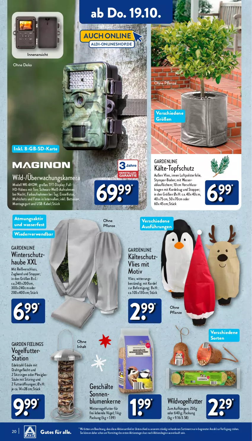 Aktueller Prospekt Aldi Nord - Von Montag - von 16.10 bis 21.10.2023 - strona 20 - produkty: aldi, batterie, batterien, Bau, blume, blumen, dell, deo, Draht, edelstahl, garden feelings, gin, kamera, Mode, pflanze, ring, rwe, Ti, topf, topper, usb, Vogelfutter, wasser, Wild, Winterschutz, ZTE