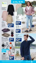 Gazetka promocyjna Aldi Nord - Von Montag - Gazetka - ważna od 21.10 do 21.10.2023 - strona 17 - produkty: aldi, Armband, Armbanduhr, Bau, baumwolle, bett, Cardigan, decksohle, dell, eis, elle, jeans, kleid, LG, Mode, natur, Pantoffeln, Pullover, Pyjama, Ria, rwe, shirt, shirts, Sweatkleid, Ti, uhr, up2fashion, walkx, wasser, wolle