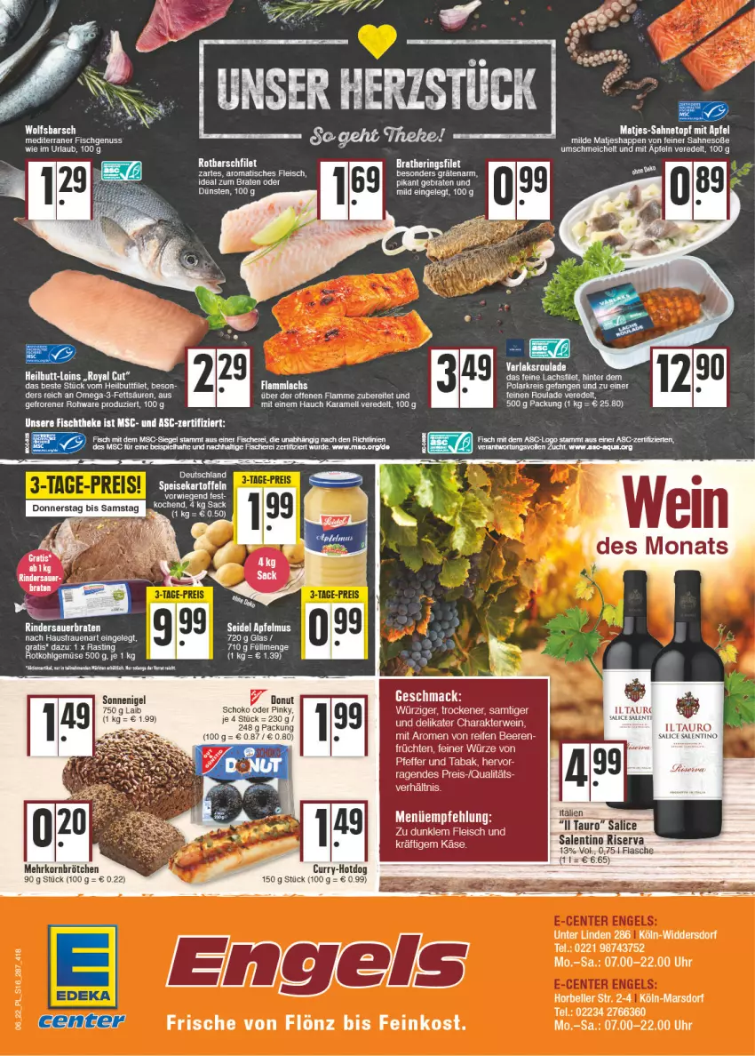 Aktueller Prospekt E Center - Angebote der Woche - von 07.02 bis 12.02.2022 - strona 16 - produkty: apfel, aqua, arla, asti, auer, beere, beeren, braten, brötchen, curry, Donut, eis, feinkost, filet, fisch, fische, Fischer, fischtheke, flasche, fleisch, früchte, früchten, hering, Herings, karamell, kartoffel, kartoffeln, korn, lachs, lachsfilet, lamm, LG, mac, matjes, mehrkornbrötchen, nuss, pfeffer, reifen, reis, rind, rinder, ring, Rotbarsch, rotbarschfilet, rotkohl, sahne, Schere, schoko, Soße, speisekartoffeln, tee, Ti, tisch, Toner, topf, torte, uhr, wolfsbarsch