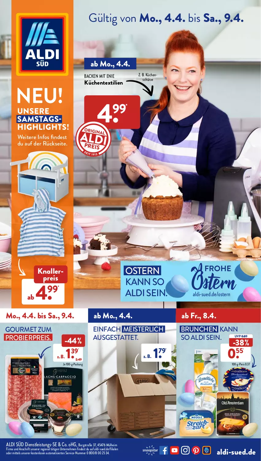 Aktueller Prospekt AldiSud - ALDI Aktuell - von 04.04 bis 09.04.2022 - strona 1 - produkty: aldi, auto, bier, eis, ente, knallerpreis, küche, Küchen, Küchenschürze, Meister, reis, Schürze, Ti