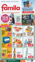 Gazetka promocyjna Famila - Prospekte - Gazetka - ważna od 18.03 do 18.03.2023 - strona 1 - produkty: Alwa, angebot, angebote, aust, beutel, blume, blumen, blumenerde, burger, burlander, Cap, captain morgan, decke, deutscher schnittkäse, dolce gusto, duplo, eis, elle, erde, flasche, getränk, getränke, gyros, Käse, Kinder, kinder riegel, küche, Küchen, lebensmittel, milram, mineralwasser, nescafe, pfanne, reis, riegel, schnittkäse, schwein, suppe, tafeläpfel, teller, Ti, vilsa, wasser, wassertank, wein, ZTE