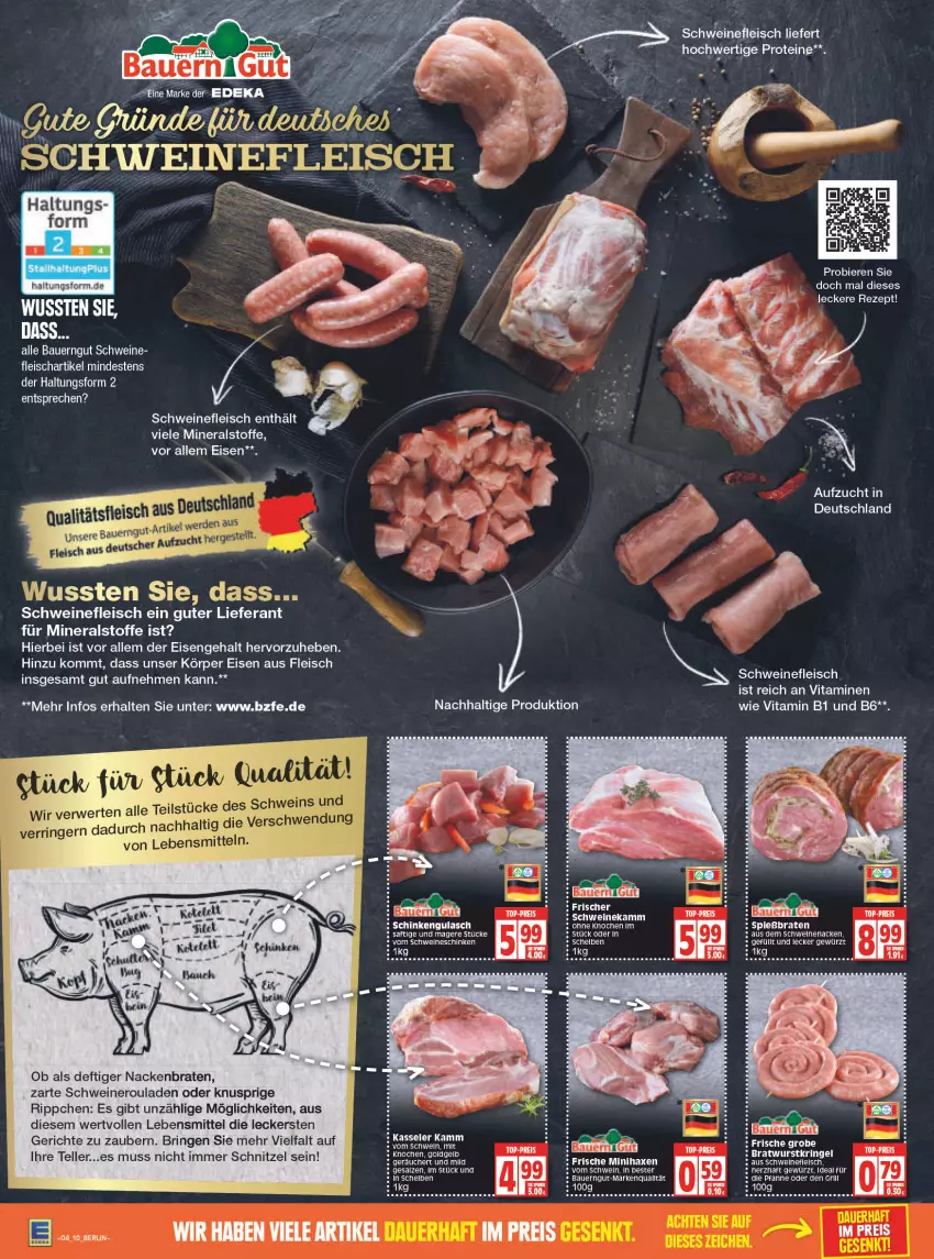 Aktueller Prospekt Edeka - Angebote der Woche - von 24.01 bis 29.01.2022 - strona 10 - produkty: auer, axe, Bau, Bauer, bauerngut, bier, Biere, braten, deka, eis, elle, fleisch, gewürz, grill, Haxe, kasseler, lebensmittel, nero, pfanne, reis, rezept, ring, rouladen, saft, schinken, schnitzel, schwein, schweine, schweinefleisch, Schweineroulade, teller, Ti, top-preis, vita, Vitamin B, Vitamine, wein, weine