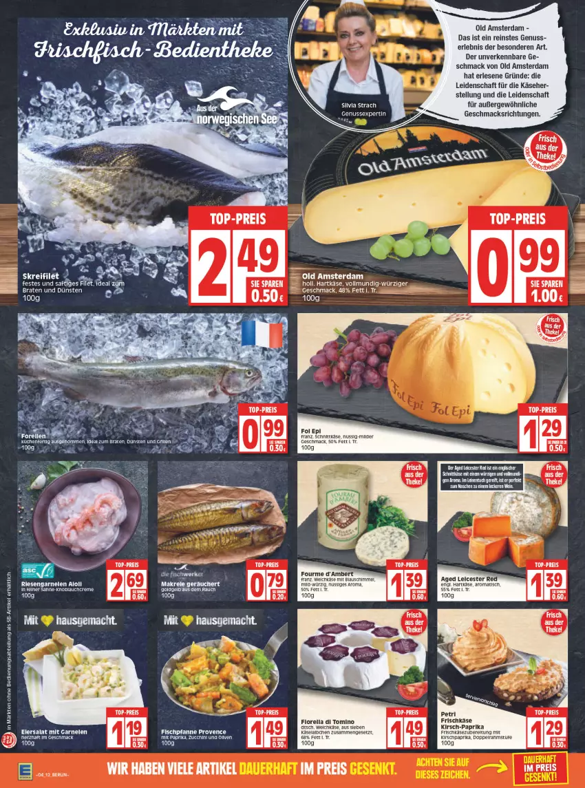 Aktueller Prospekt Edeka - Angebote der Woche - von 24.01 bis 29.01.2022 - strona 12 - produkty: Abtei, Amber, braten, creme, eis, fisch, frischkäse, garnelen, hartkäse, HP, ideal zum braten, Käse, kirsch, knoblauch, Knoblauchcreme, küche, Küchen, leine, mac, Makrele, nuss, Old Amsterdam, paprika, pfanne, Rauch, reis, rel, riesengarnelen, saft, sahne, salat, schnittkäse, Ti, tisch, top-preis, tuc