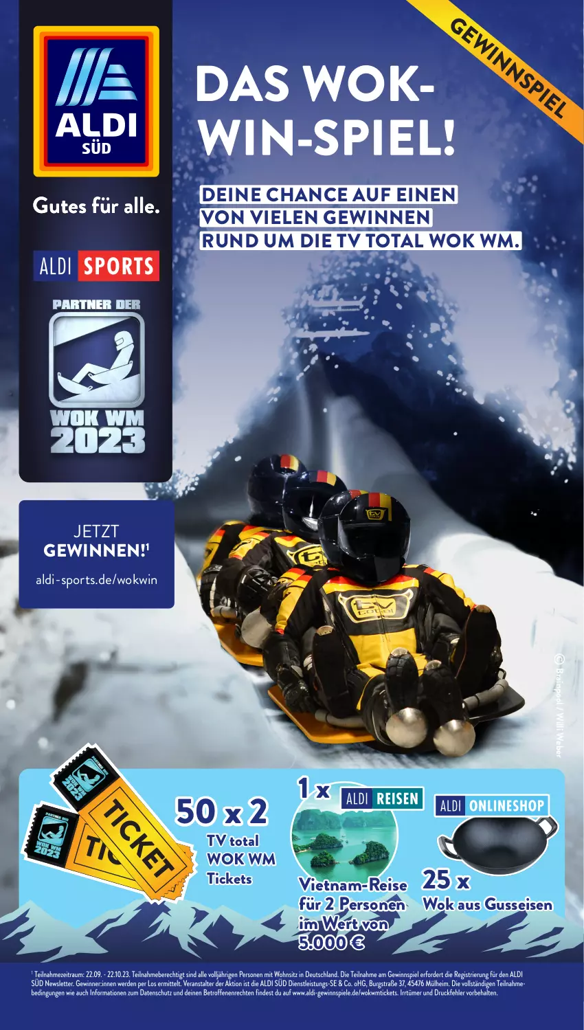 Aktueller Prospekt AldiSud - ALDI SPORTS Gewinnspiel & Angebote - von 22.09 bis 22.10.2023 - strona 1 - produkty: aldi, eis, pool, reis, Sport, Ti, weber, wok