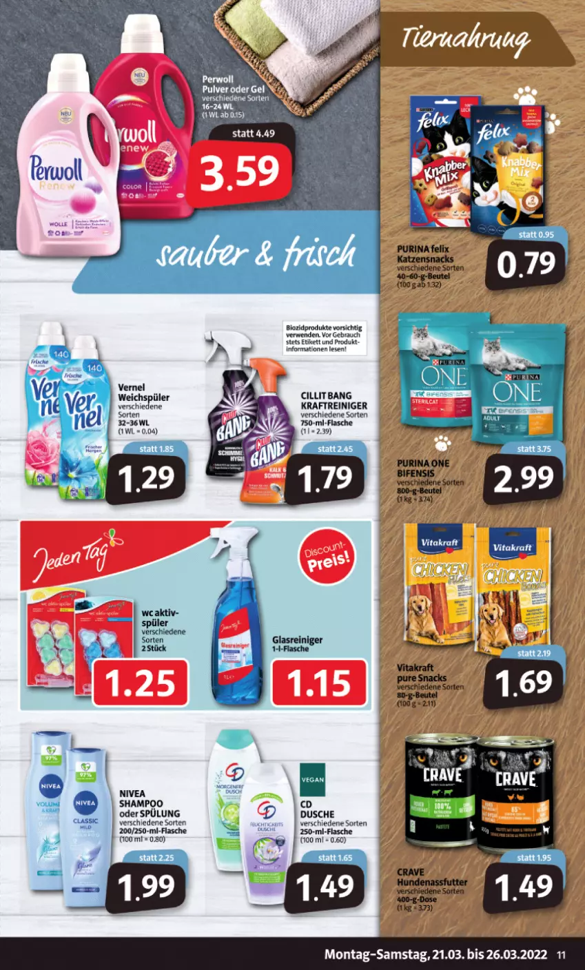 Aktueller Prospekt Markant - Prospekte - von 21.03 bis 26.03.2022 - strona 11 - produkty: bio, biozidprodukte, Cillit, dusche, flasche, kraft, Rauch, reiniger, rwe, shampoo, spülung, Ti, vernel, weichspüler