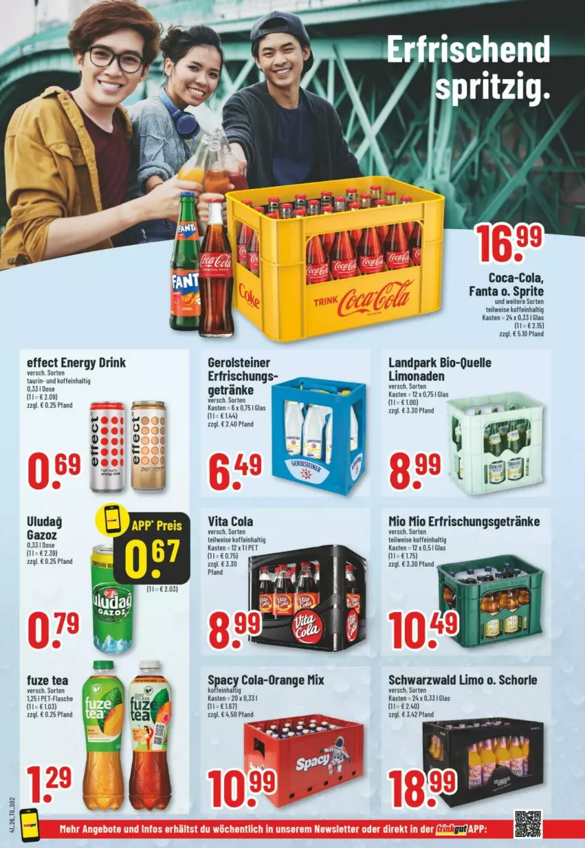 Aktueller Prospekt Trinkgut - Prospekte - von 04.10 bis 10.10.2026 - strona 2 - produkty: bio, coca-cola, cola, drink, Effect, eis, elle, energy drink, erfrischungsgetränk, erfrischungsgetränke, fanta, flasche, fuze tea, gerolsteine, gerolsteiner, getränk, getränke, limo, limonade, limonaden, Mio Mio, orange, pet-flasche, schorle, sprite, steiner, Ti, vita, Vita C