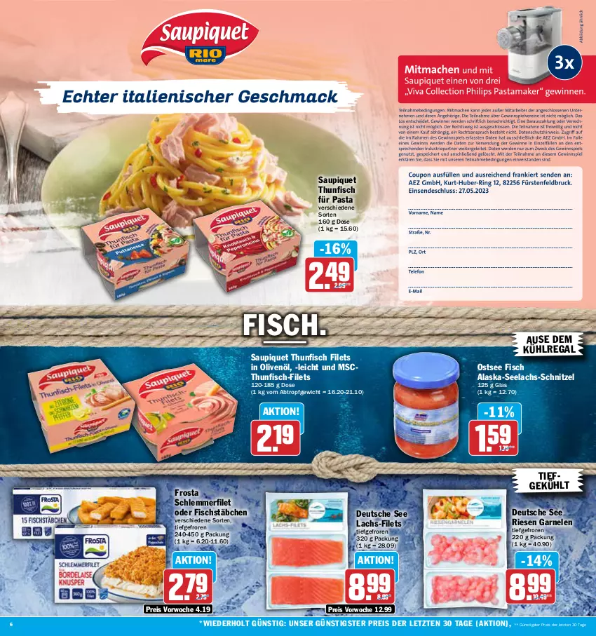 Aktueller Prospekt Aez - Prospekte - von 15.05 bis 20.05.2023 - strona 6 - produkty: Alaska-Seelachs, eis, filet, filets, fisch, fischstäbchen, frosta, garnelen, in olivenöl, kühlregal, lachs, olive, oliven, olivenöl, pasta, regal, reis, saupiquet, schlemmerfilet, schnitzel, thunfisch, thunfisch filets, Ti, ZTE