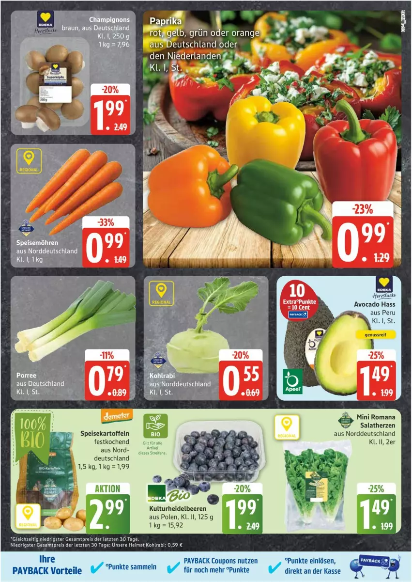 Aktueller Prospekt Edeka - Prospekte - von 04.08 bis 09.08.2025 - strona 7 - produkty: avocado, beere, beeren, braun, champignon, champignons, coupon, coupons, eis, heidelbeere, heidelbeeren, kartoffel, kartoffeln, kohlrabi, nuss, payback, reis, salat, salatherzen, speisekartoffeln, Ti, ZTE
