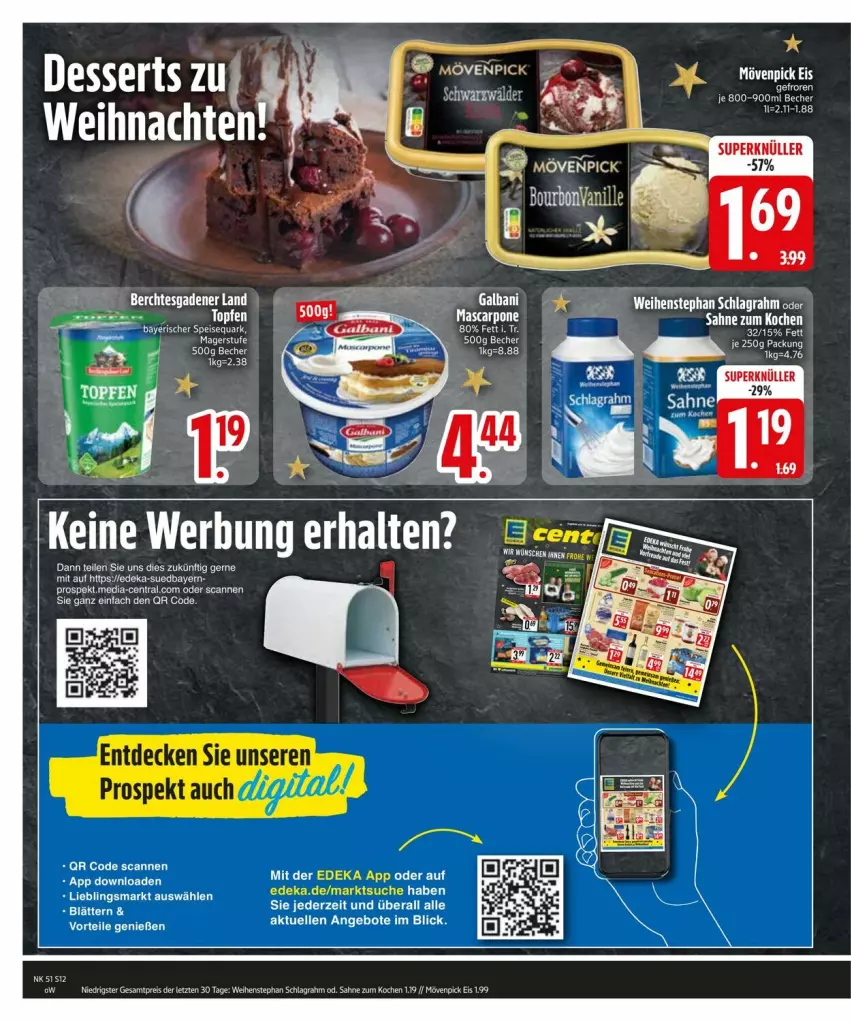 Aktueller Prospekt Edeka - Prospekte - von 16.12 bis 23.12.2024 - strona 14 - produkty: angebot, angebote, Becher, decke, deka, eis, elle, ilag, mascarpone, mövenpick, mövenpick eis, quark, reis, sahne, schlagrahm, speisequark, weihenstephan, weihnachten, ZTE