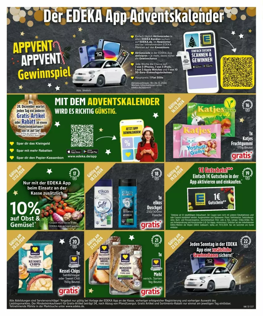 Aktueller Prospekt Edeka - Prospekte - von 16.12 bis 23.12.2024 - strona 19 - produkty: angebot, Apple, Apple Watch, beutel, chips, deka, duschgel, elkos, flasche, frucht, fruchtgummi, gutschein, gutscheine, iphone, katjes, LG, Ti