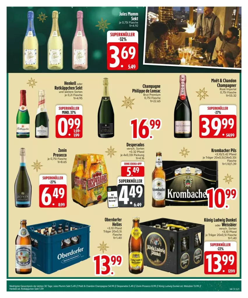 Aktueller Prospekt Edeka - Prospekte - von 16.12 bis 23.12.2024 - strona 23 - produkty: bier, brut, champagne, champagner, desperados, ecco, eis, elle, flasche, henkel, henkell, krombache, krombacher, krombacher pils, pils, prosecco, Ria, rotkäppchen, sac, sekt, Ti, weissbier, zonin