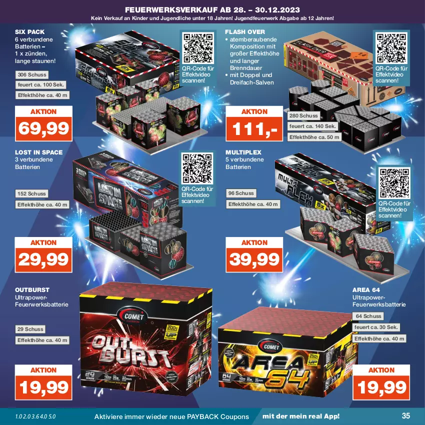 Aktueller Prospekt Real - von 25.12 bis 30.12.2023 - strona 35 - produkty: auer, batterie, batterien, coupon, coupons, deo, Jugendfeuerwerk, Kinder, payback, rwe, Ti