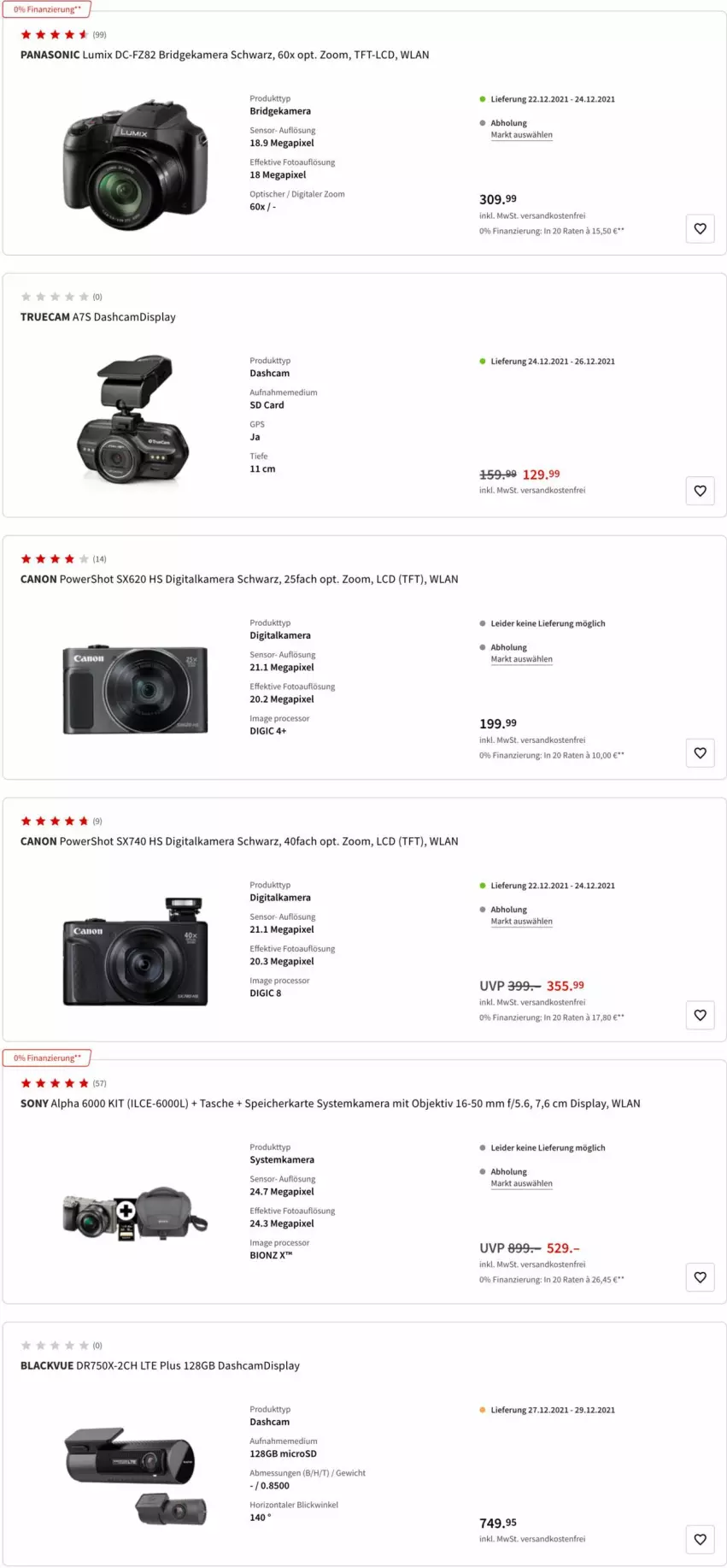 Aktueller Prospekt Media Markt - Prospekte - von 21.12 bis 28.12.2021 - strona 8 - produkty: canon, Dashcam, digitalkamera, GPS, kamera, lack, lumix, microsd, ndk, panasonic, sony, speicherkarte, systemkamera, Tasche, Ti, tisch, versandkostenfrei