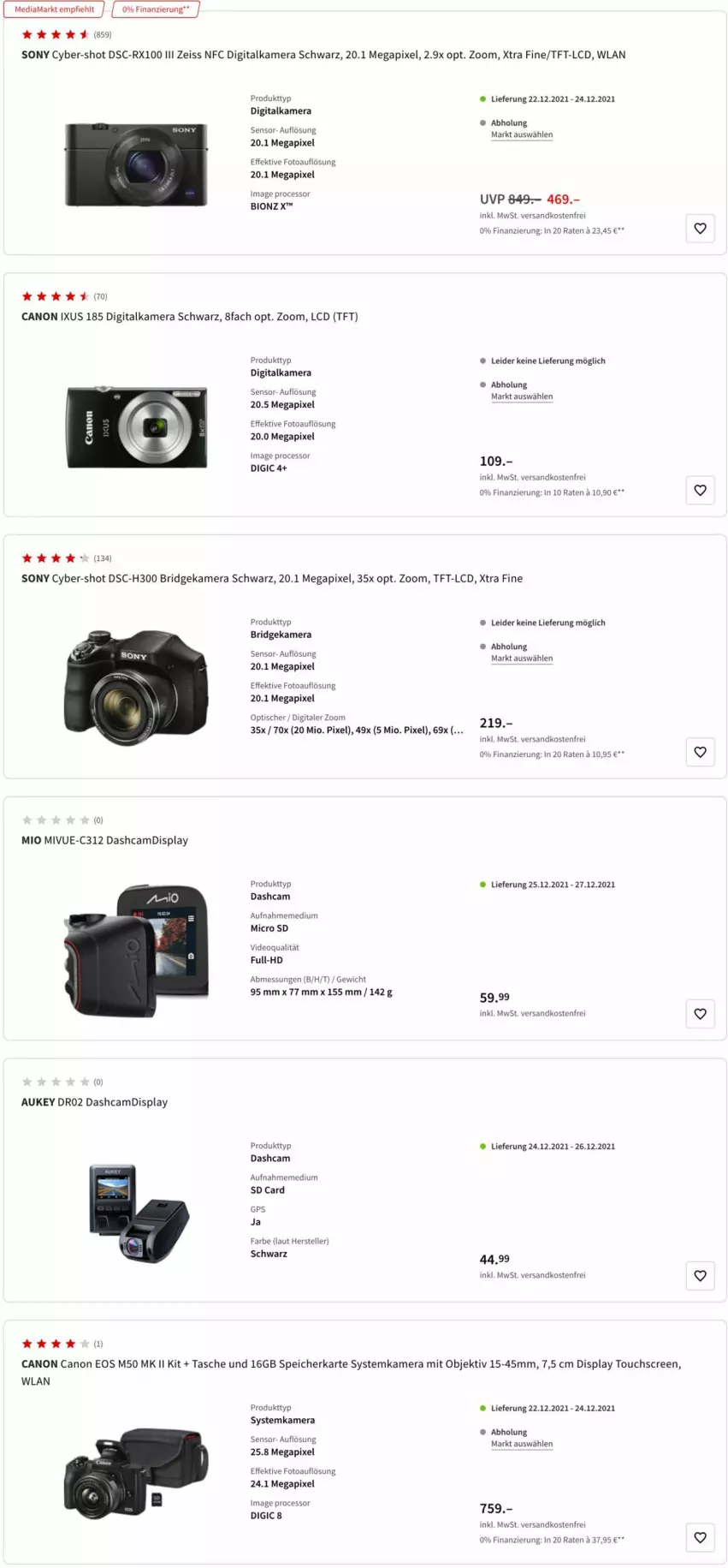 Aktueller Prospekt Media Markt - Prospekte - von 21.12 bis 28.12.2021 - strona 9 - produkty: bio, canon, Dashcam, deo, digitalkamera, eis, elle, GPS, kamera, mediamarkt, ndk, sony, speicherkarte, systemkamera, Tasche, teller, Ti, tisch, touchscreen, versandkostenfrei