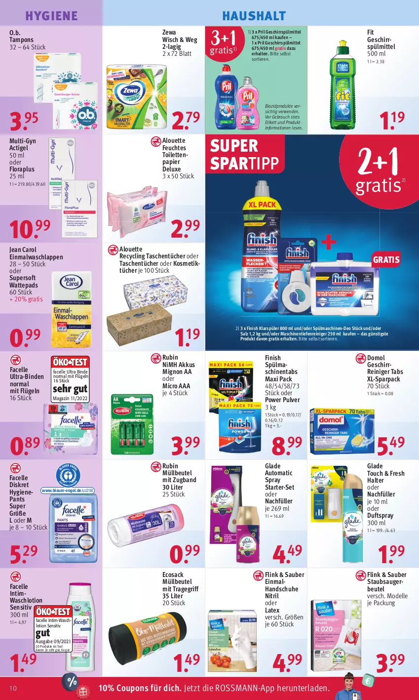 Aktueller Prospekt Rossmann - Prospekte - von 08.05 bis 12.05.2023 - strona 12 - produkty: akku, alouette, Alwa, auer, auto, beutel, binden, bio, biozidprodukte, Clin, coupon, coupons, dell, deo, Domol, Duftspray, Einmalwaschlappen, elle, Engel, Facelle, feuchtes toilettenpapier, Finish, geschirr, geschirrspülmittel, Glade, handschuhe, Jean Carol, klarspüler, kosmetik, Kosmetiktücher, Lotion, magazin, Mode, müllbeutel, O.b., Pants, papier, pril, Rauch, reiniger, Rubin, rwe, sac, salz, schuhe, spartipp, spülmaschinen, spülmaschinentabs, spülmittel, staubsauger, staubsaugerbeutel, Tampon, tampons, Tasche, taschen, taschentücher, Ti, Tiere, toilettenpapier, tragegriff, tücher, Ultra-Binden, waschlappen, Waschlotion, wattepads, zewa