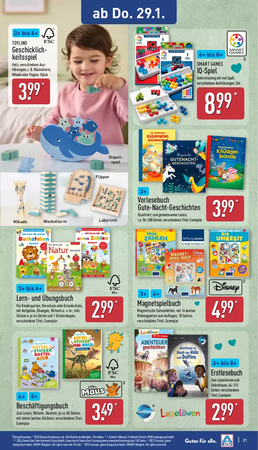Aktueller Prospekt Aldi Nord - Von Montag - von 26.01 bis 31.01.2026 - strona 23 - produkty: buch, disney, ente, Garten, Holz, Kinder, LG, Magnets, Maus, mikado, Ti, tisch