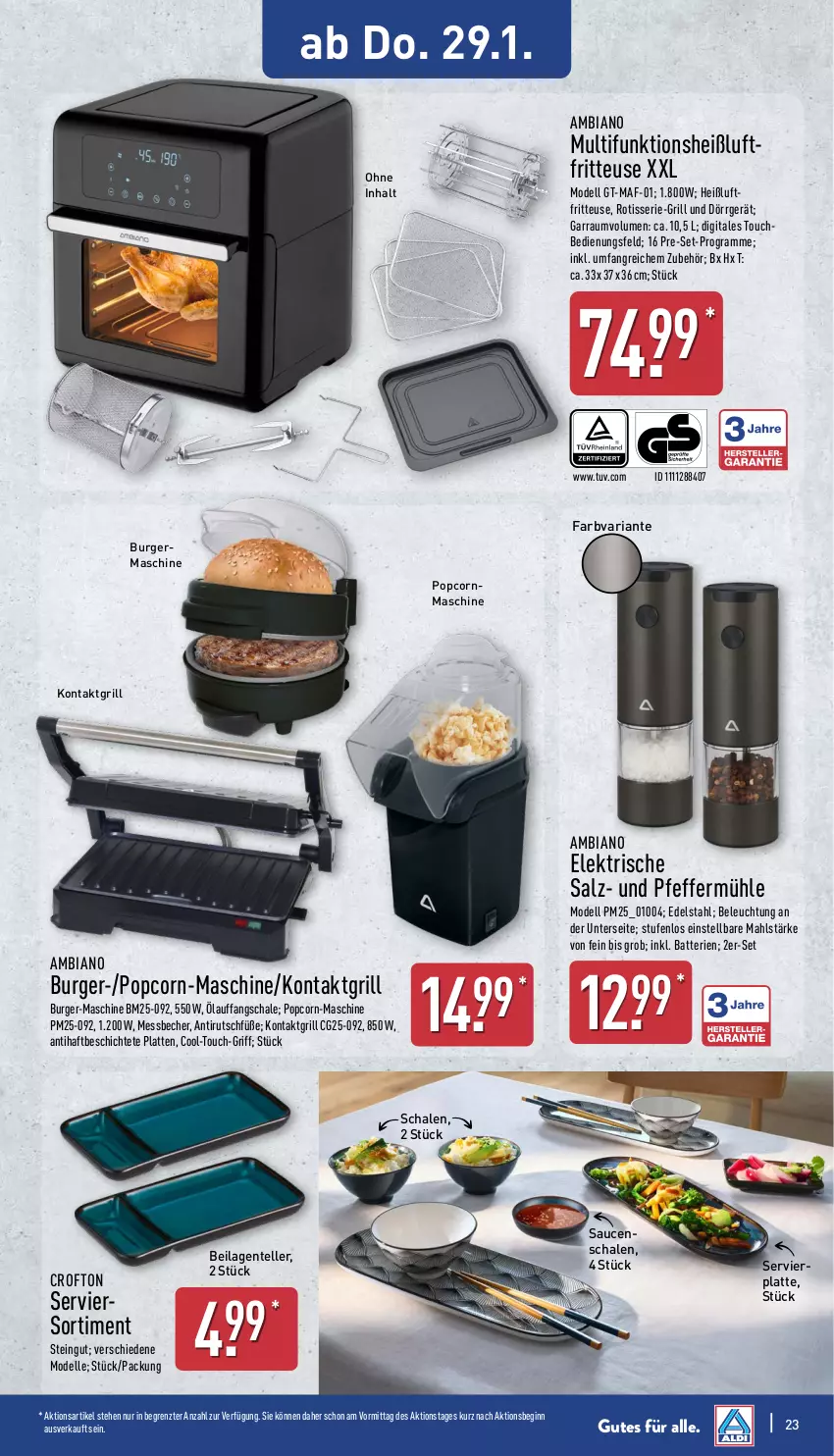 Aktueller Prospekt Aldi Nord - Von Montag - von 26.01 bis 31.01.2026 - strona 25 - produkty: ambia, batterie, batterien, Becher, beleuchtung, burger, Crofton, dell, Dörrgerät, edelstahl, elle, ente, fritteuse, garraum, Germ, gin, grill, Heißluftfritteuse, ilag, kontaktgrill, latte, Messbecher, Mode, pfeffer, Pfeffermühle, popcorn, Popcornmaschine, Ria, salz, sauce, saucen, Schal, Schale, teller, Ti, ZTE