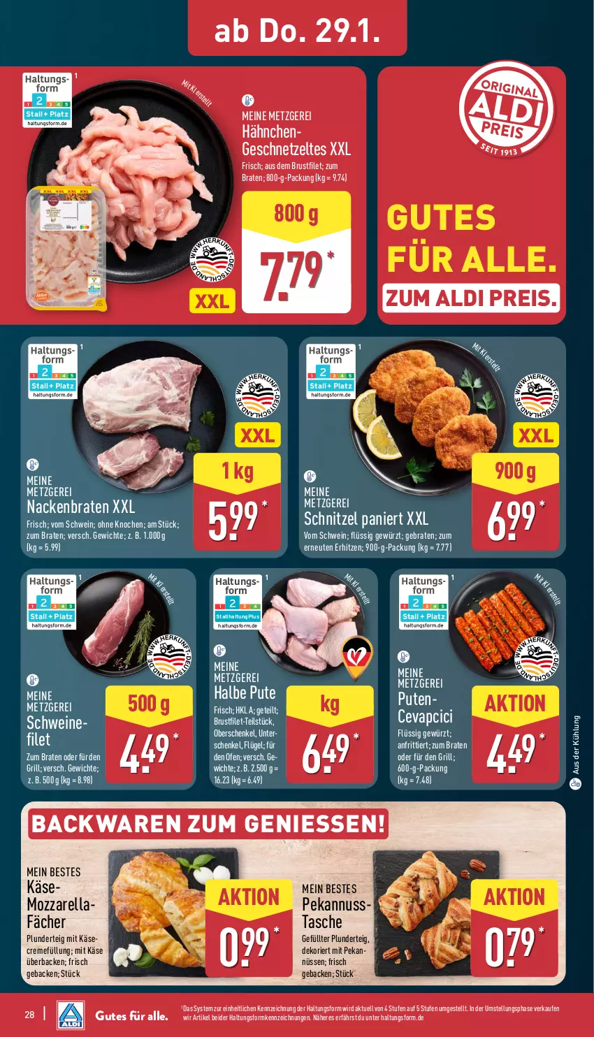 Aktueller Prospekt Aldi Nord - Von Montag - von 26.01 bis 31.01.2026 - strona 30 - produkty: aldi, backwaren, bio, braten, brustfilet, cevapcici, creme, eis, filet, geback, gewürz, grill, henkel, Käse, mozzarella, nuss, Ofen, Plunder, pute, reis, rel, schenkel, schnitzel, schwein, schweine, schweinefilet, Tasche, Ti, wein, weine