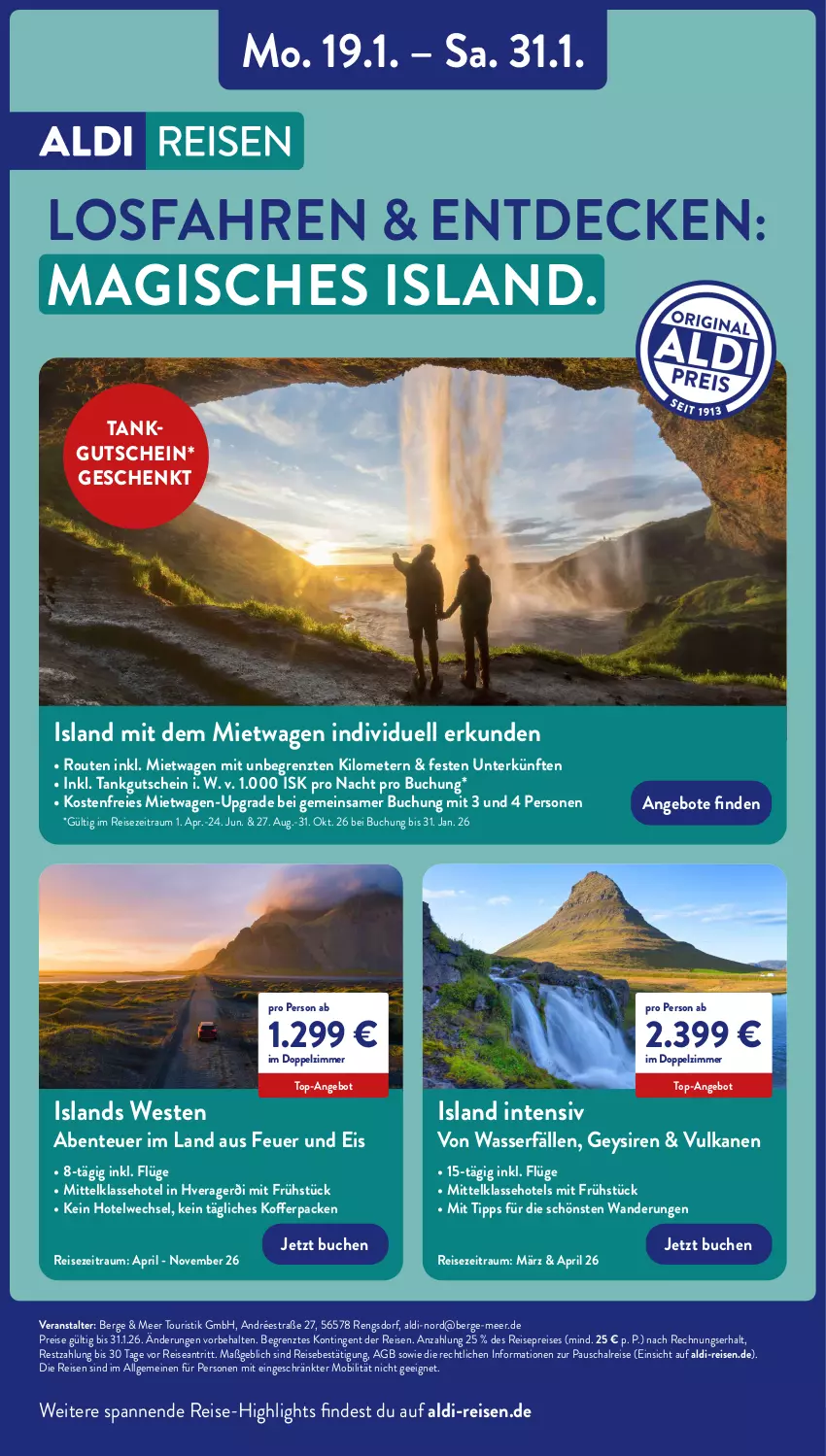 Aktueller Prospekt Aldi Nord - Von Montag - von 26.01 bis 31.01.2026 - strona 39 - produkty: aldi, angebot, angebote, buch, decke, eis, ente, gutschein, koffer, LG, pril, reis, reise-highlights, Schal, Ti, top-angebot, wasser, Weste, ZTE
