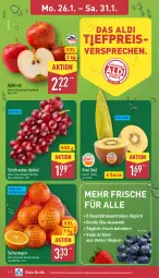 Gazetka promocyjna Aldi Nord - Von Montag - Gazetka - ważna od 31.01 do 31.01.2026 - strona 2 - produkty: aldi, beutel, bio, eis, kiwi, Kiwi Gold, kiwifruit, Löffel, Lusti, orange, orangen, reis, saft, Saftorangen, Salus, Schal, Schale, tafeltrauben, Ti, trauben, ZTE
