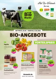 Gazetka promocyjna Denns Biomarkt - Prospekte - Gazetka - ważna od 15.02 do 15.02.2022 - strona 1 - produkty: andechser natur, angebot, angebote, auer, aufstrich, Bau, Bauer, beere, beeren, bio, brustfilet, creme, eis, filet, filets, frucht, fruchtaufstrich, Geflügel, hähnchenbrust, hähnchenbrustfilet, joghur, joghurt, mac, natur, orange, paprika, paprika rot, reis, Ti, vorteilspreis