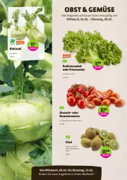 Gazetka promocyjna Denns Biomarkt - Prospekte - Gazetka - ważna od 15.02 do 15.02.2022 - strona 2 - produkty: angebot, angebote, bio, kiwi, kohlrabi, obst, Rauch, Romatomaten, salat, Ti, tomate, tomaten