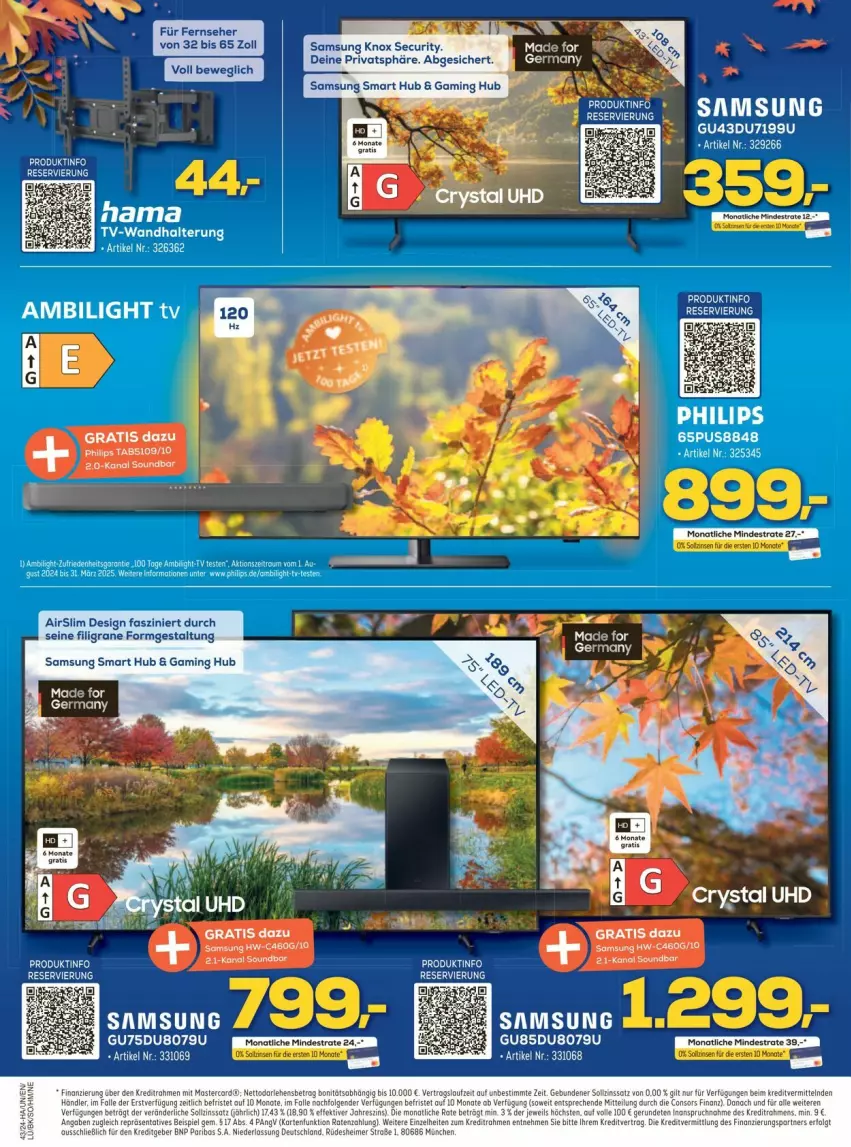 Aktueller Prospekt Euronics - Prospekte - von 19.10 bis 25.10.2024 - strona 2 - produkty: consors finanz, eimer, eis, fernseher, Germ, LG, linsen, lion, mastercard, Samsung, soundbar, Ti, uhd