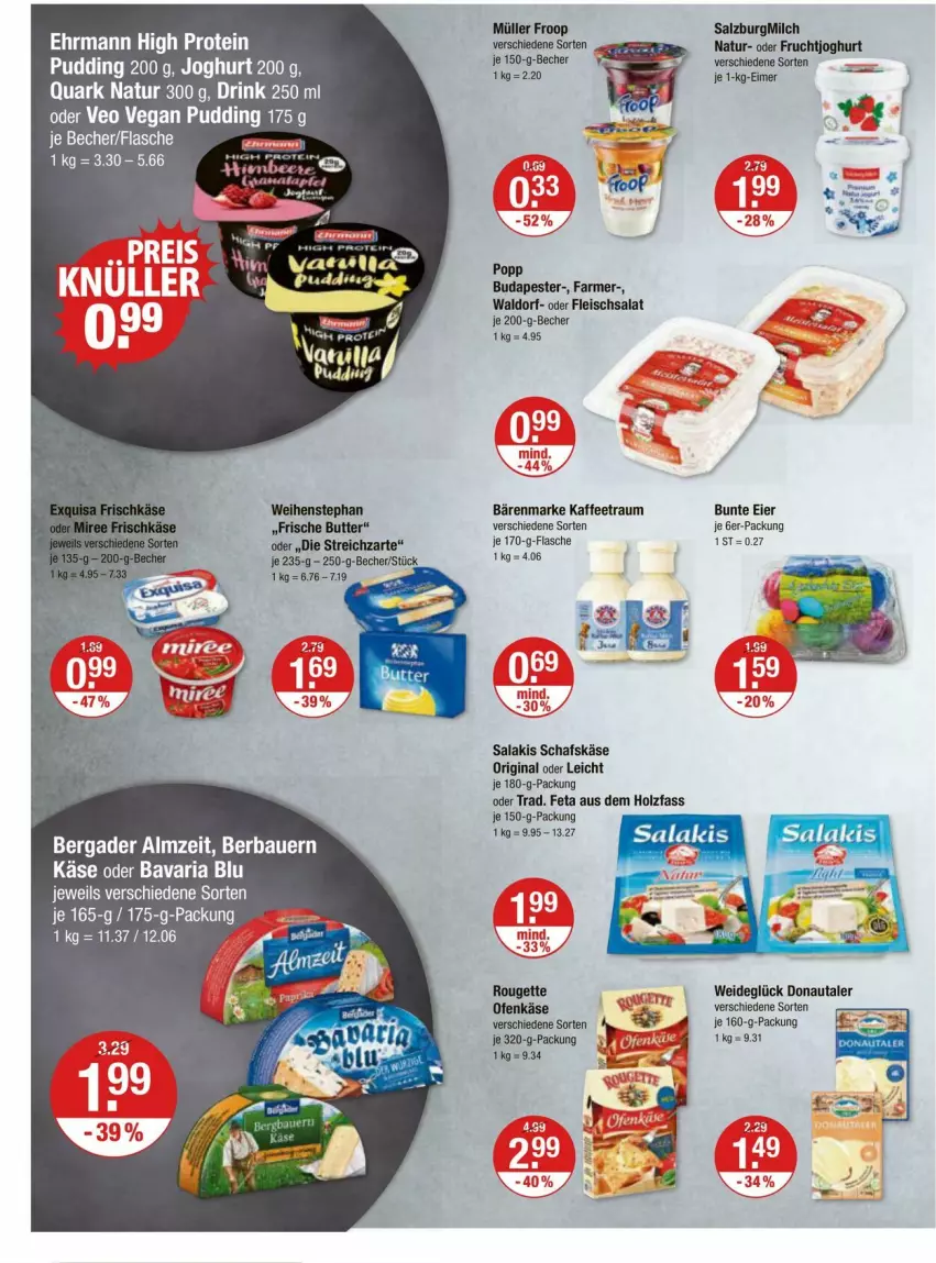 Aktueller Prospekt Vmarkt - Prospekte - von 22.02 bis 28.02.2024 - strona 6 - produkty: bärenmarke, bavaria blu, Becher, butter, drink, eier, eimer, eis, feta, flasche, fleisch, fleischsalat, froop, gin, Holz, joghur, joghurt, kaffee, Käse, milch, Müller, müller froop, natur, Ofen, Ofenkäse, Popp, pudding, quark, Ria, rouge, rougette, salakis, salat, salz, SalzburgMilch, schafskäse, Streichzart, weihenstephan