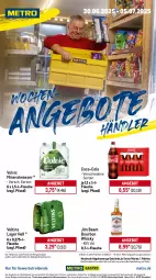 Gazetka promocyjna Metro - Wochen-Angebote Händler - Gazetka - ważna od 05.07 do 05.07.2025 - strona 1 - produkty: abholpreise, Alwa, angebot, angebote, bourbon, coca-cola, cola, eis, flasche, getränk, getränke, ilag, jim beam, Metro, mineralwasser, Palette, Rauch, reis, rwe, Ti, tiefpreis, veltins, volvic, wasser, whisky