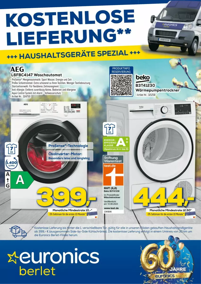 Aktueller Prospekt Euronics - Prospekte - von 05.03 bis 09.03.2024 - strona 1 - produkty: aeg, aqua, auto, beko, eis, Haushaltsgeräte, LG, reis, rosen, rum, Spezi, Ti, Trockner, trommel, wärmepumpentrockner, wäschetrockner, wasser