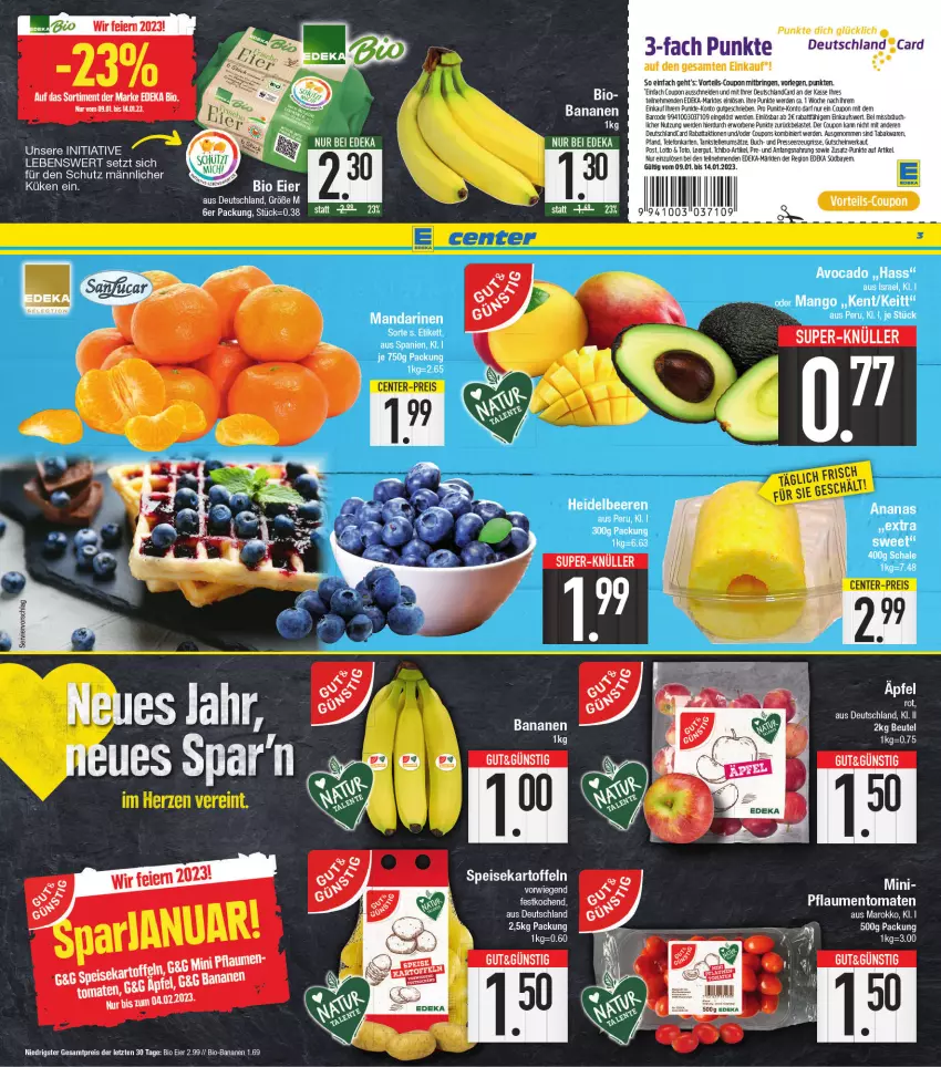 Aktueller Prospekt E Center - Angebote der Woche - von 02.01 bis 07.01.2023 - strona 3 - produkty: banane, bananen, elle, Ti