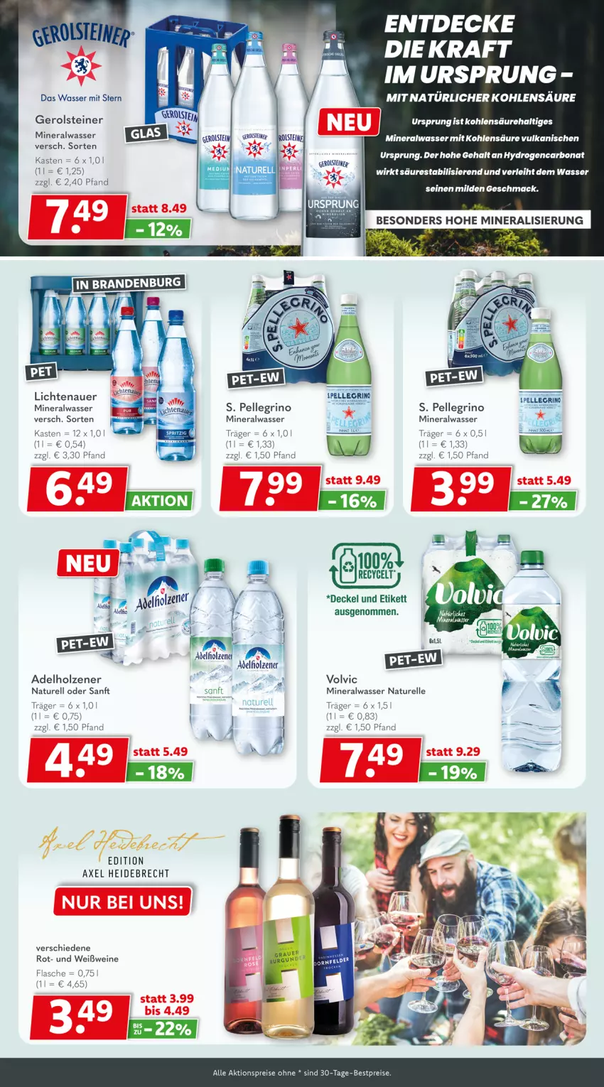 Aktueller Prospekt Getraenkeland - von 14.09 bis 26.09.2025 - strona 6 - produkty: adelholzener, aktionspreis, Alwa, auer, axe, bestpreis, bestpreise, decke, Deckel, eis, elle, flasche, gerolsteine, gerolsteiner, Holz, lichtenauer, mac, mineralwasser, natur, reis, rel, steiner, tee, Ti, volvic, wasser, wein, weine, Weißwein
