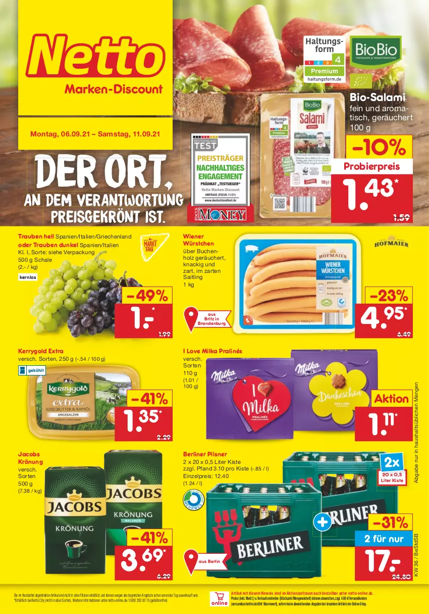 Aktueller Prospekt Netto Marken-Discount - Filial Angebote - von 06.09 bis 11.09.2021 - strona 1