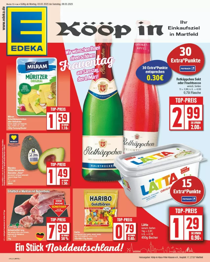 Aktueller Prospekt Edeka - Prospekte - von 03.03 bis 08.03.2025 - strona 1 - produkty: deka, ecco, flasche, frucht, fruchtsecco, gin, rotkäppchen, sekt, Ti