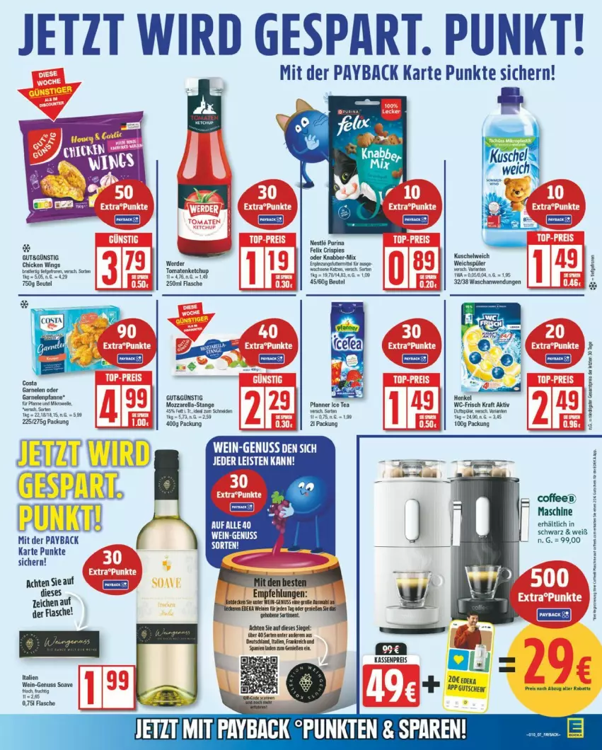 Aktueller Prospekt Edeka - Prospekte - von 03.03 bis 08.03.2025 - strona 10 - produkty: beutel, eis, flasche, garnelen, gutschein, ice tea, ketchup, mozzarella, nuss, payback, pfanne, Pfanner, purina, reis, rel, Ti, tomate, tomaten, tomatenketchup, wein