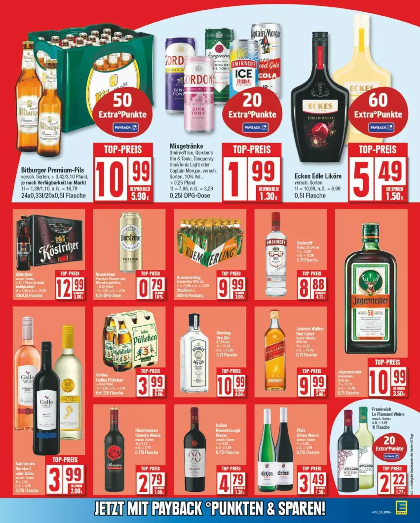 Aktueller Prospekt Edeka - Prospekte - von 03.03 bis 08.03.2025 - strona 16 - produkty: bitburger, burger, Cap, captain morgan, flasche, getränk, getränke, gin, gordon, gordon's, likör, Mixgetränk, pils, Tanqueray, tonic, wein, weine