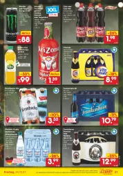 Gazetka promocyjna Netto Marken-Discount - Filial Angebote - Gazetka - ważna od 24.12 do 24.12.2021 - strona 21 - produkty: alkohol, Alwa, angebot, bier, cocktail, cola, drink, eis, elle, energy drink, erfrischungsgetränk, franziskaner, frucht, fruchtsaft, fruchtsaftgetränk, getränk, Hefe, krombache, krombacher, krombacher pils, malz, mineralwasser, monster, natur, natürliches mineralwasser, pils, reis, rheinfels quelle, saft, tee, Ti, vita, vitamalz, volvic, wasser, ZTE