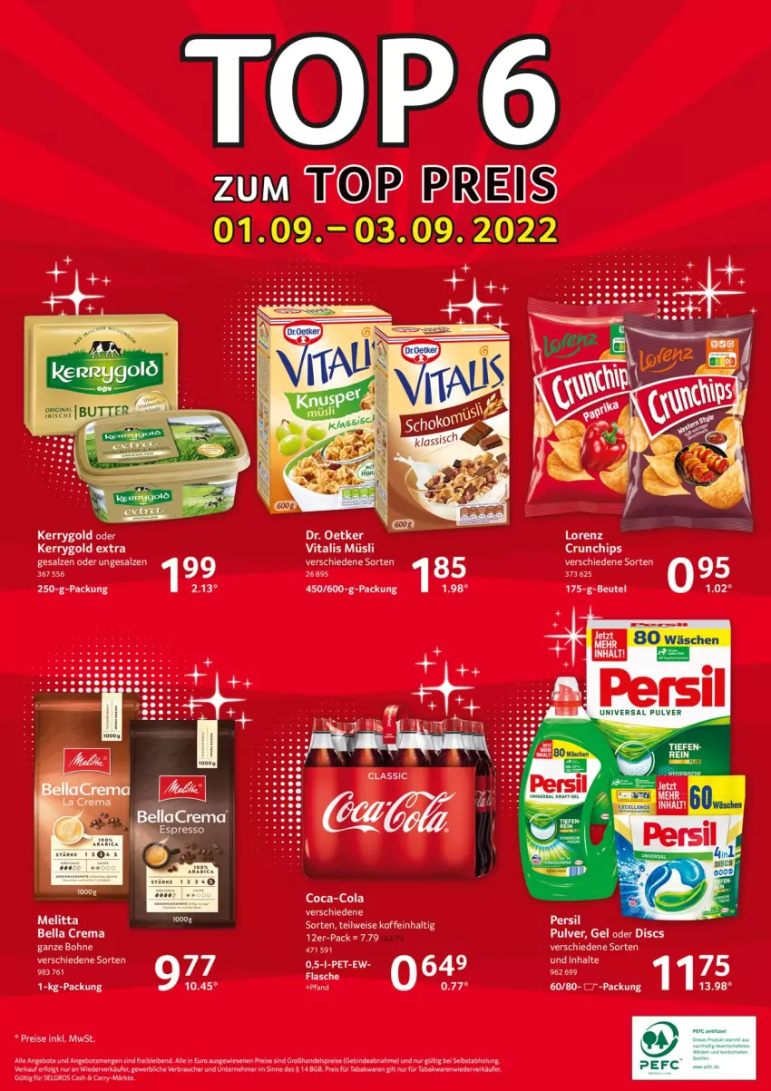 Aktueller Prospekt Selgros - Food - von 01.09 bis 07.09.2022 - strona 24 - produkty: angebot, angebote, bella crema, bohne, coca-cola, cola, Dr. Oetker, eis, LG, melitta, müsli, Rauch, reis, salz, Ti, torte, vita, vitalis, vitalis müsli