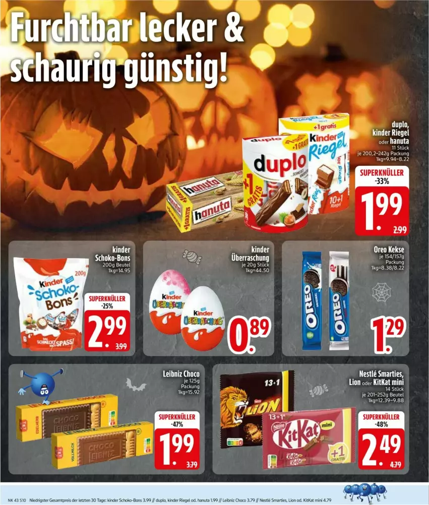Aktueller Prospekt Edeka - Prospekte - von 20.10 bis 25.10.2025 - strona 10 - produkty: acer, beutel, duplo, hanuta, keks, kekse, Kinder, leibniz, ndk, oreo, schoko, schoko-bons, ZTE