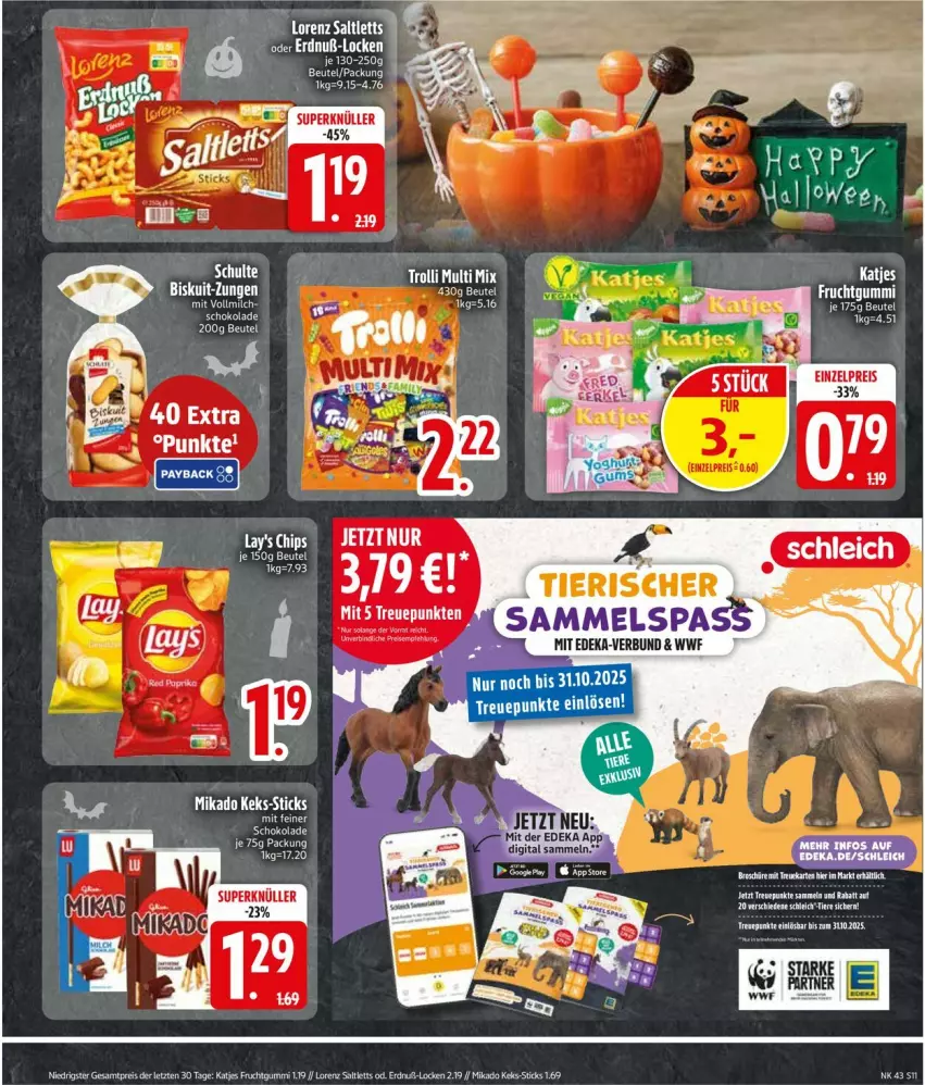 Aktueller Prospekt Edeka - Prospekte - von 20.10 bis 25.10.2025 - strona 11 - produkty: beutel, chips, deka, frucht, fruchtgummi, katjes, lay's, lorenz, schoko, schokolade, tee, Ti, Tiere, ZTE