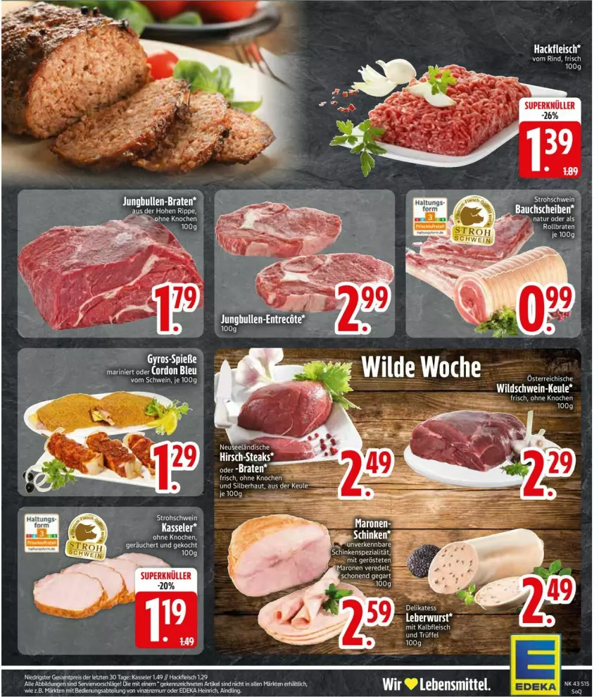 Aktueller Prospekt Edeka - Prospekte - von 20.10 bis 25.10.2025 - strona 15 - produkty: braten, eis, fleisch, hackfleisch, Kalbfleisch, kasseler, lebensmittel, leberwurst, mit kalbfleisch, natur, reis, rollbraten, Trüffel, wurst, ZTE