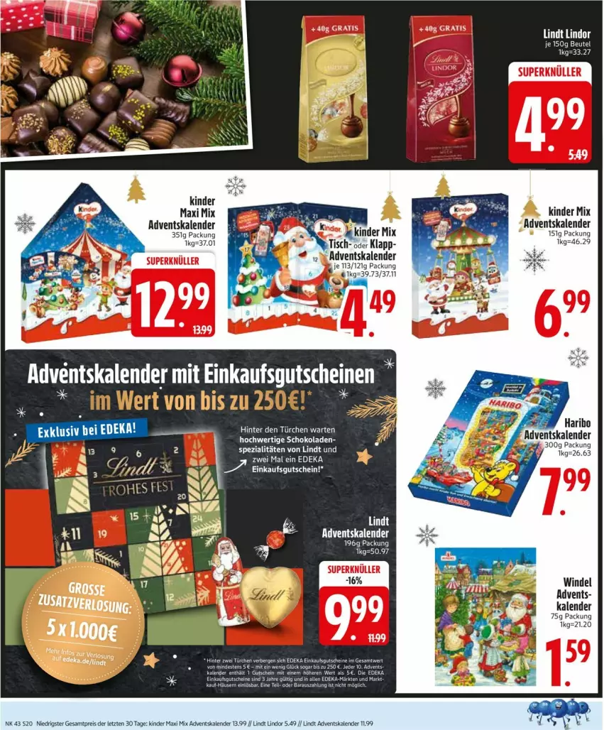 Aktueller Prospekt Edeka - Prospekte - von 20.10 bis 25.10.2025 - strona 20 - produkty: Adventskalender, beutel, deka, eis, gutschein, gutscheine, Kinder, Kinder Maxi, lindor, lindt, reis, schoko, schokolade, schokoladen, Spezi, tee, Ti, ZTE