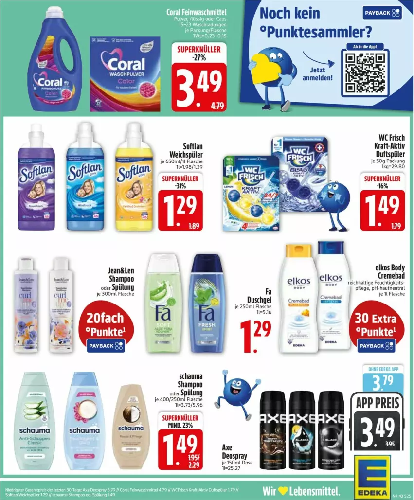 Aktueller Prospekt Edeka - Prospekte - von 20.10 bis 25.10.2025 - strona 25 - produkty: Bad, body, creme, deo, deospray, elkos, flasche, kraft, payback, schauma, schauma shampoo, shampoo, shampoo oder spülung, Softlan, spülung, tesa, Ti, wc frisch, weichspüler