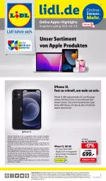 Gazetka promocyjna Lidl - Apple-Highlights im Onlineshop - Gazetka - ważna od 03.09 do 03.09.2023 - strona 1 - produkty: angebot, angebote, Apple, auer, bio, buch, eis, elle, erde, iphone, IPhone 12, kamera, leine, ndk, reis, rel, ring, Schal, Schale, telefon, Ti, trolli, uhr, wasser