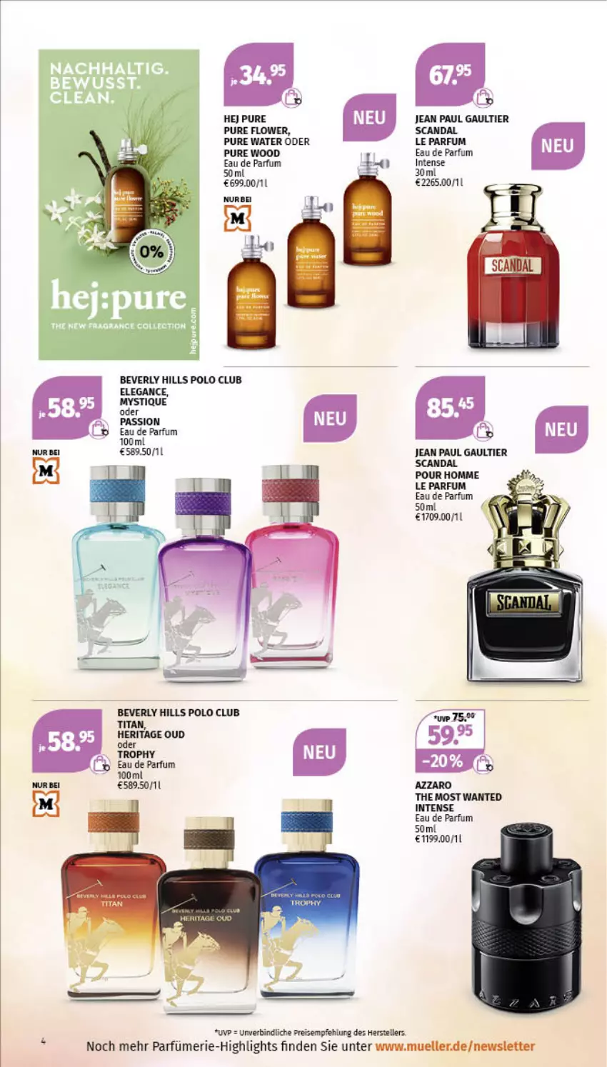 Aktueller Prospekt Mueller - Parfümerie Angebote - von 03.10 bis 15.10.2022 - strona 4 - produkty: Azzaro, Eau de parfum, eau de parfum 50 ml, eis, elle, Jean Paul Gaultier, parfum, reis, teller, Ti