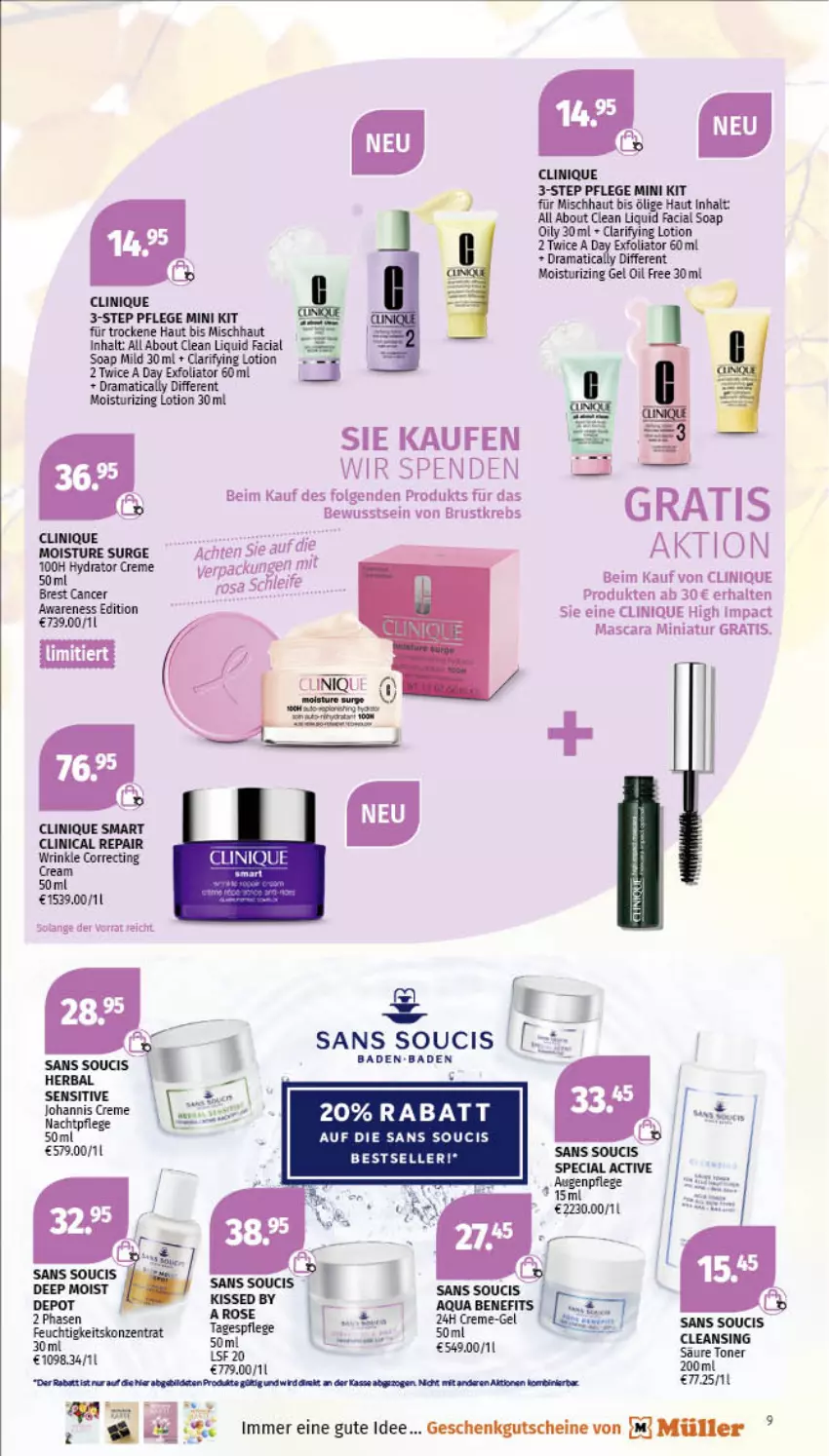 Aktueller Prospekt Mueller - Parfümerie Angebote - von 03.10 bis 15.10.2022 - strona 9 - produkty: aqua, Bad, Clin, creme, elle, gutschein, gutscheine, Lotion, Mascara, Müller, rama, Ti